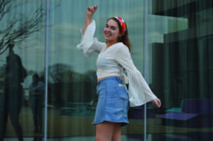 Bell Sleeves and Denim Skirt